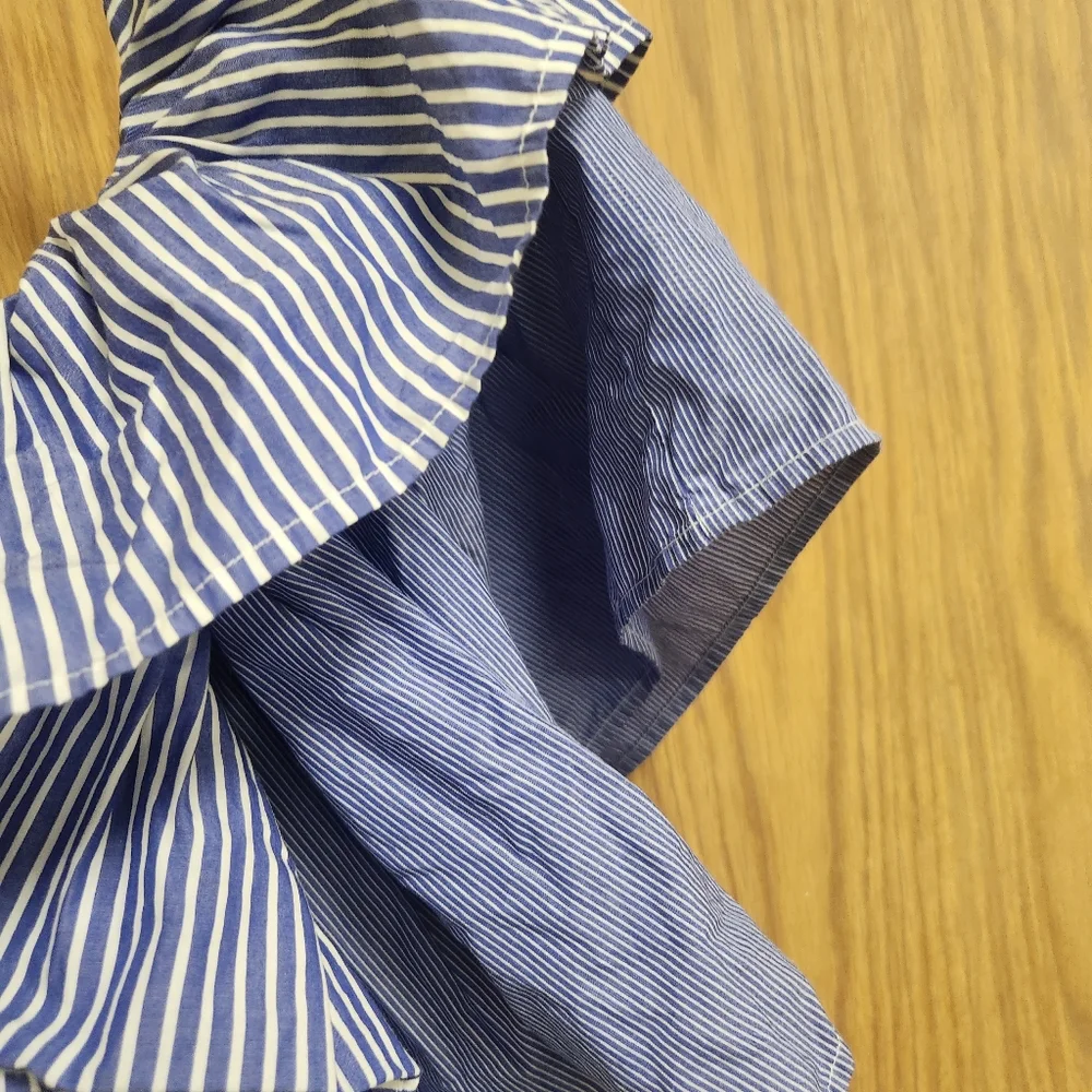 J. Crew One Shoulder Blue Mixed Stripe Jumpsuit Sz 0. New without tags